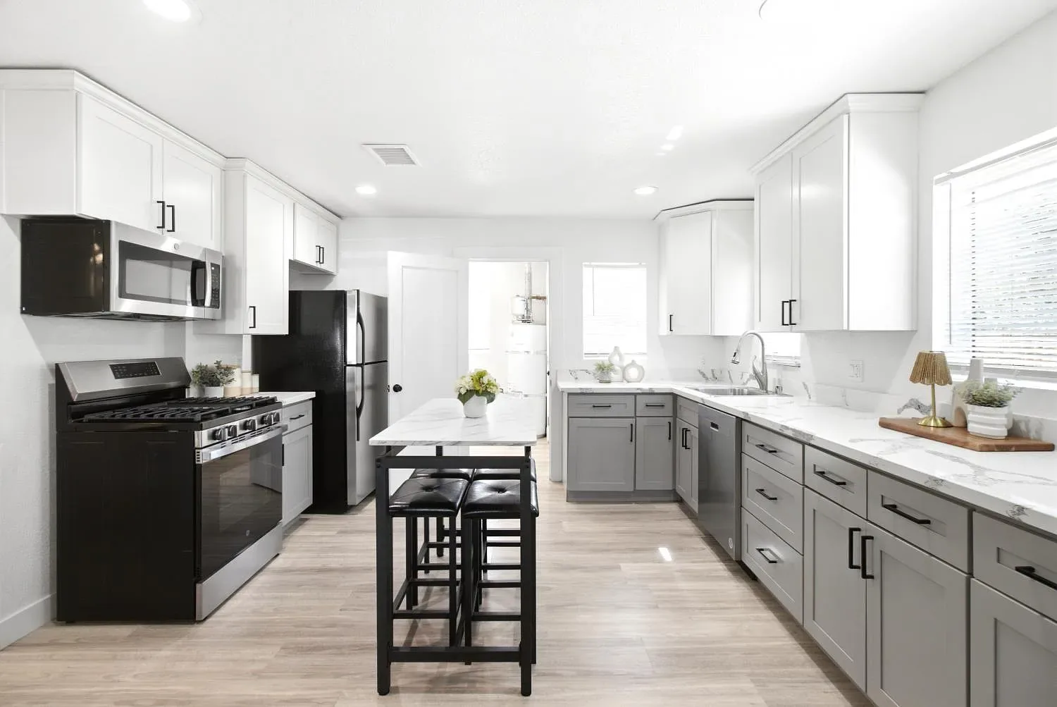 The front home's remodeled kitchen.