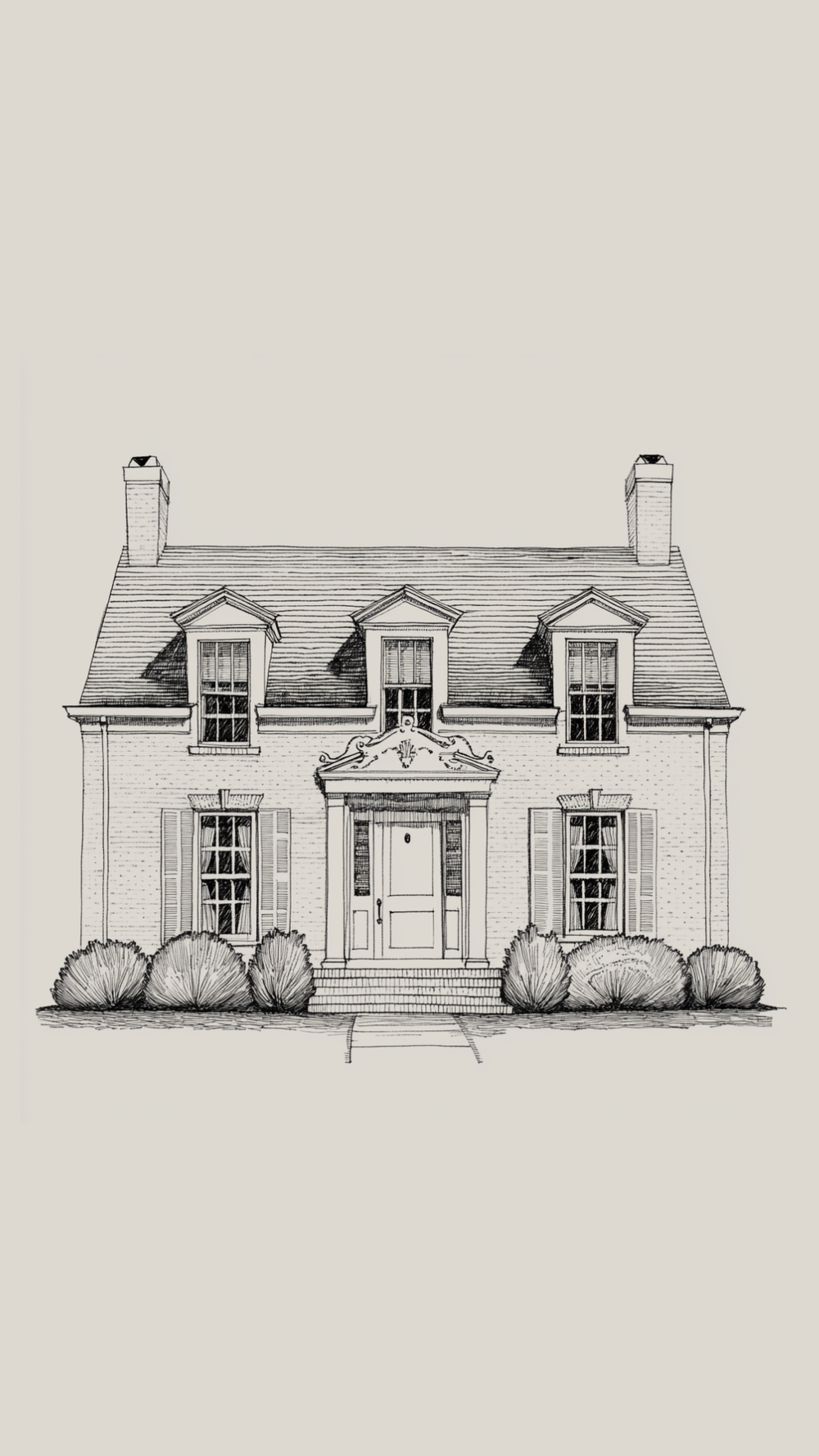 Illustration of a Colonial Revival style home