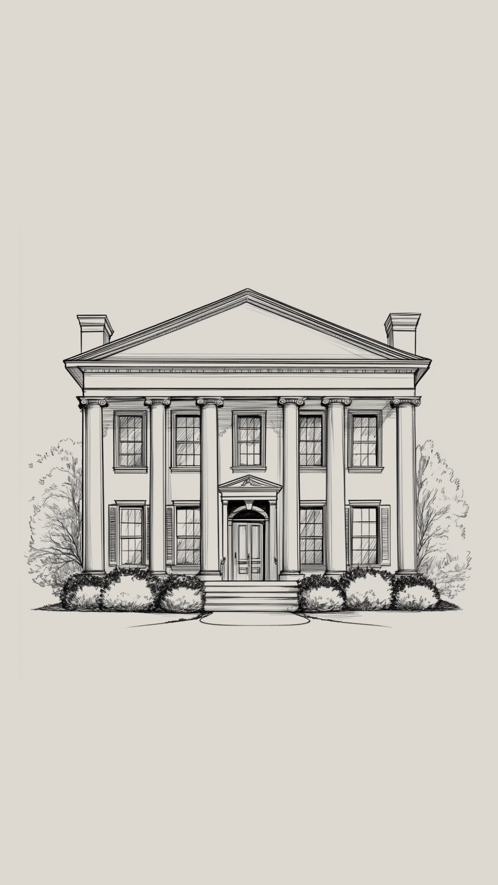 Illustration of a Greek Revival style home