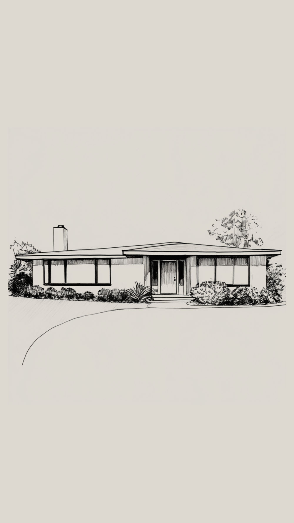 Illustration of a Ranch style home
