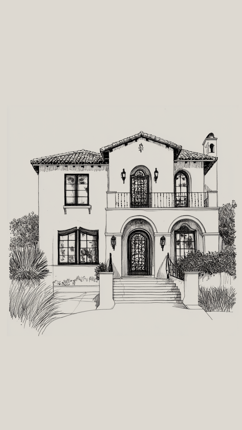 Illustration of a Spanish Revival style home